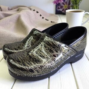 Dansko Professional Clogs Womens EU 41 US 10.5 Black Gold Scribble Swirl Nurse